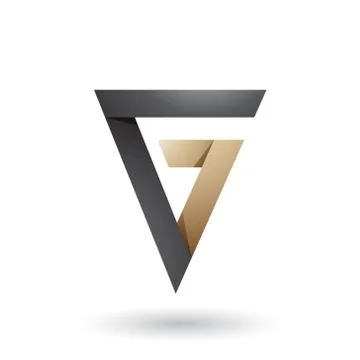 Black and Beige Folded Triangle Letter G Vector Illustration 스톡 일러스트