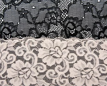 Black and beige lace with pattern flower Stock Photos