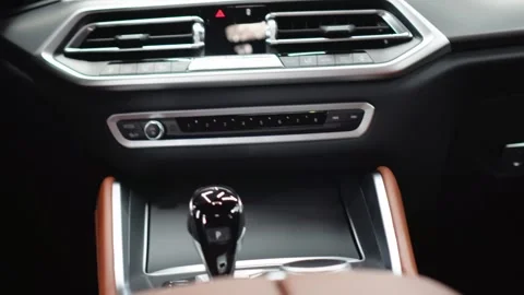 Black and beige leather interior of the BMW X6 G06. Stock Footage 331529833