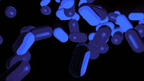 Black And Blue Capsules Falling Animation  Stock-Footage 234825025