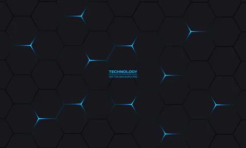 Black and blue hexagonal technology abstract background. 스톡 일러스트