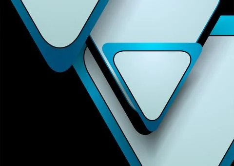 Black and blue minimal triangles abstract tech background Illustrazione stock