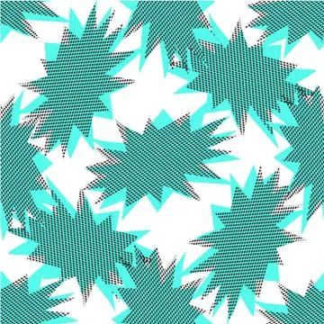 Black and blue seamless pattern with abstract clouds, halftone style Stock Illustration