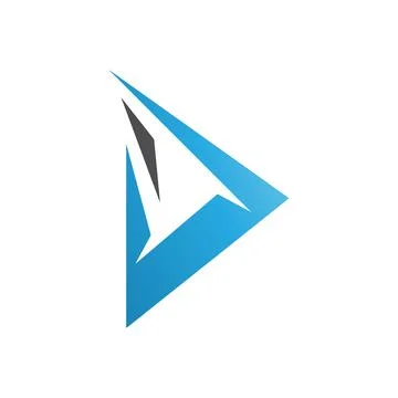Black and Blue Spiky Triangular Letter D Icon Stock Illustration