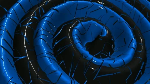 Black and Blue Spiral Waves, Background, Paints, Unique Design, Exclusive Stock Footage 303183456