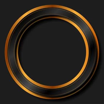 Black and bronze abstract circle frame geometric background Illustrazione stock