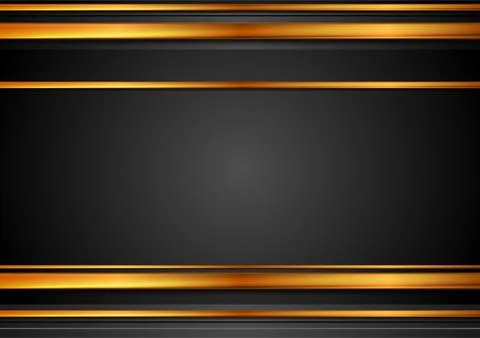 Black and bronze abstract tech background with glossy stripes Stock Illustration
