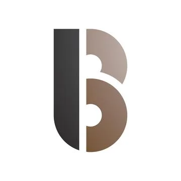 Black and Brown Round Disk Shaped Letter B Icon Stock Illustration