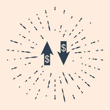 Black Up and Down arrows with dollar symbol icon isolated on beige background Stock Illustration