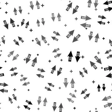 Black Up and Down arrows with dollar symbol icon isolated seamless pattern on Stock Illustration