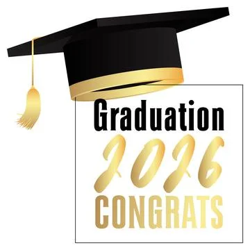 Black and gold class of 2026 Graduation design template. Vintage party invi.. Stock Illustration