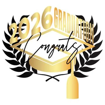Black and gold class of 2026 Graduation design template. Vintage party invi.. Stock Illustration