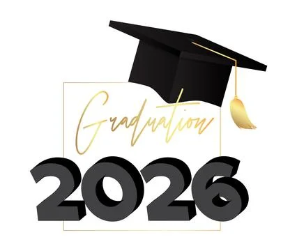 Black and gold class of 2026 Graduation design template. Vintage party invi.. Stock Illustration