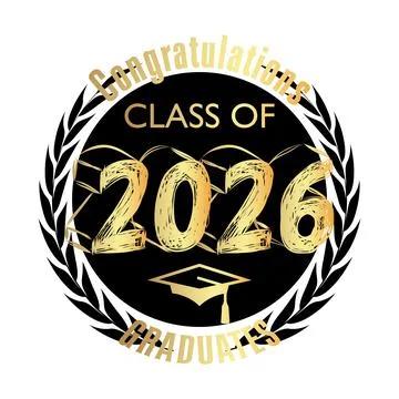 Black and gold class of 2026 Graduation design template. Vintage party invi.. Stock Illustration