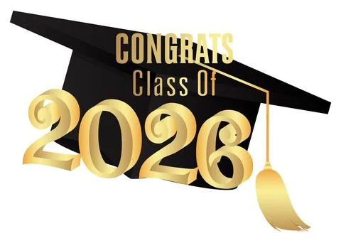 Black and gold class of 2026 Graduation design template. Vintage party invi.. Stock Illustration