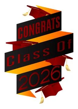 Black and gold class of 2026 Graduation design template. Vintage party invi.. Stock Illustration
