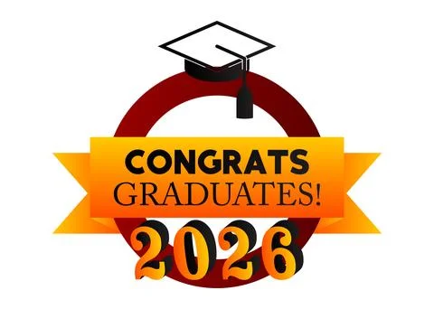 Black and gold class of 2026 Graduation design template. Vintage party invi.. Stock Illustration