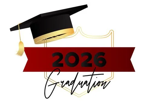 Black and gold class of 2026 Graduation design template. Vintage party invi.. Stock Illustration