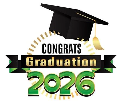 Black and gold class of 2026 Graduation design template. Vintage party invi.. Stock Illustration