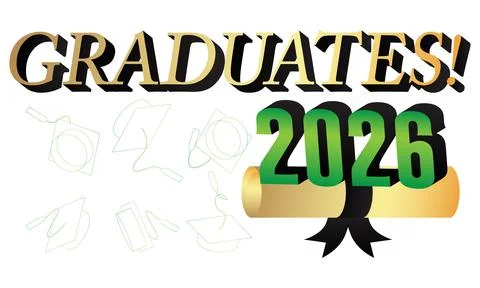 Black and gold class of 2026 Graduation design template. Vintage party invi.. Stock Illustration