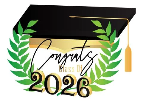 Black and gold class of 2026 Graduation design template. Vintage party invi.. Stock Illustration