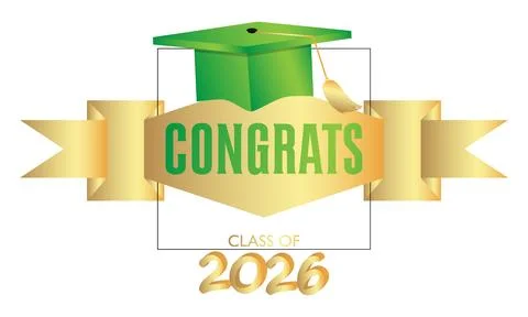 Black and gold class of 2026 Graduation design template. Vintage party invi.. Stock Illustration