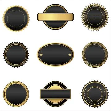 Black and Gold Emblems Stock Illustration