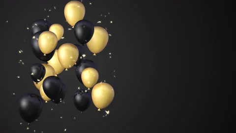 Black and gold floating balloons, loop animation 3d Stock Footage 171461772