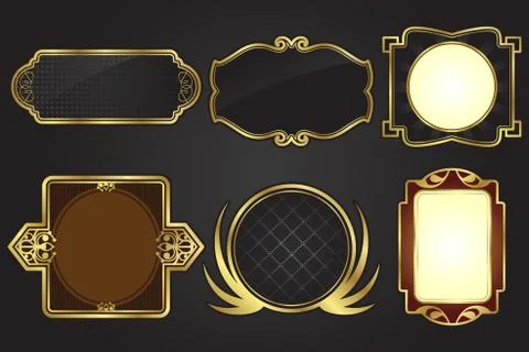 Black and gold frames Stock Illustration