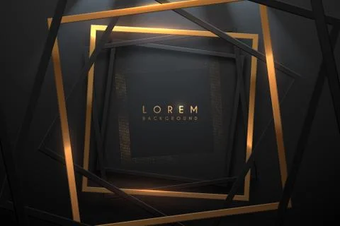 Black and gold frames with light effect Stock Illustration
