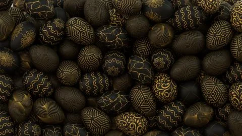 Black and gold Full screen Easter egg background 스톡 일러스트