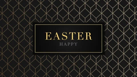Black and gold Happy Easter frame on geometric patterned background Stock Footage 260915872