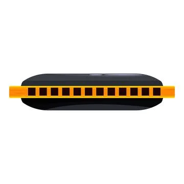 Black and gold harmonica isolated on white background Stock Illustration