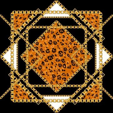 Black and gold leopard Stock Illustration