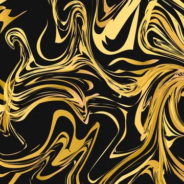 Black and gold marble texture abstract background. Liquid flow effect backdro Stock Illustration