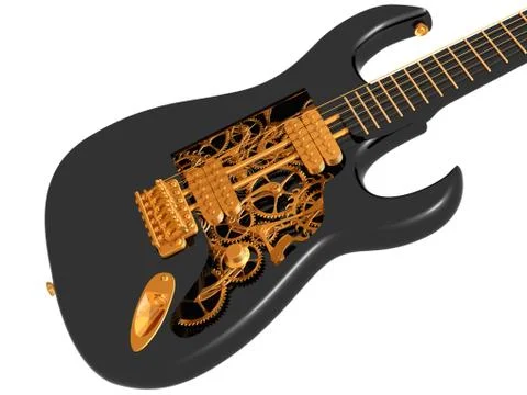 Black and gold  mechanical guitar Stock Illustration