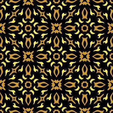 Black and gold pattern ornament shape. Simple seamless abstract background Illustrazione stock