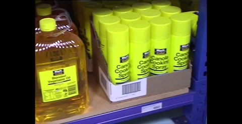 Black And Gold Plain Label Generic Supermarket Products Australia 1990S Stock Footage 318276134