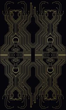 Black and gold technology circuit diagram, vector illustration background	 스톡 일러스트