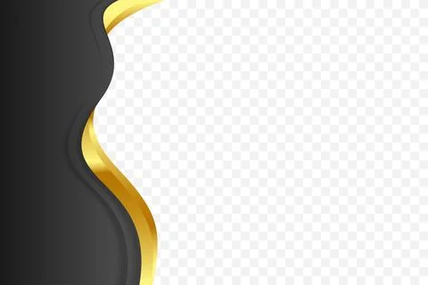 Black and gold wavy vector background border for decorating headers and foo.. Illustrazione stock
