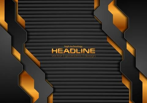 Black and golden technology background with dark striped texture Stock Illustration