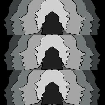 Black and gray background with profiles of people for design and use in printed Stock-Illustration