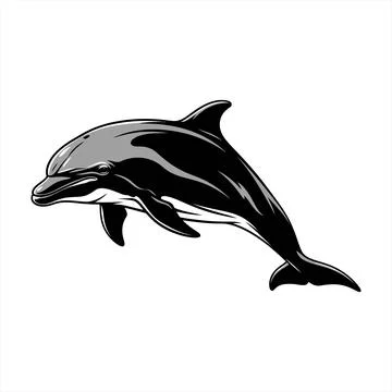 A black and gray dolphin jumping out of the water vector Stock Illustration