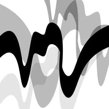 Black and Gray Flowing Waves on White Stock Illustration