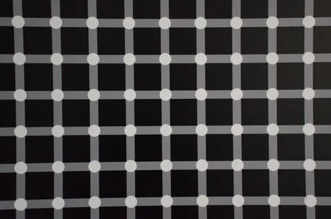 Black and gray grid optical illusion pattern with white dots abstract background Stock Illustration