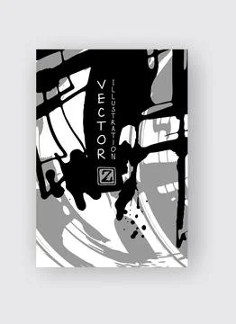 Black and gray ink brush stroke on white background. Stock Illustration