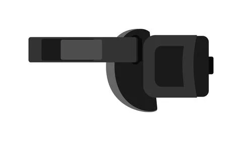 Black and gray virtual reality glasses isolated on a white background. Side v Stock Illustration