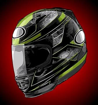 Black and green pattern cool helmet vector template Stock Illustration