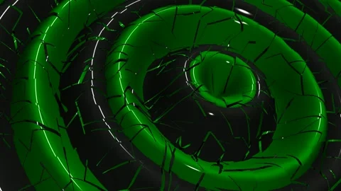 Black and Green Ring Waves, Background, Paints, Unique Design, Exclusive Stock Footage 303183373