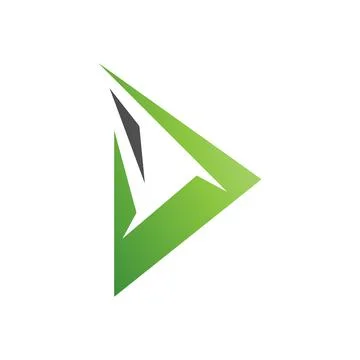 Black and Green Spiky Triangular Letter D Icon Stockillustratie